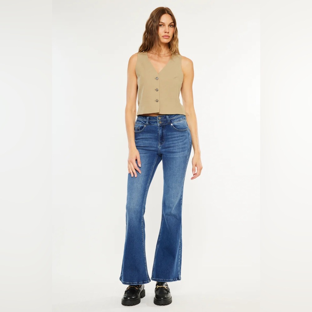 Kancan Vida High Rise Flare Jeans Size 3/25 medium dark wash
